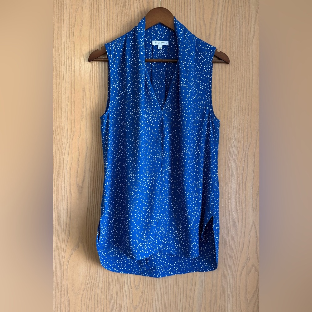 Equipment | Women’s Small | Blue Cheyenne Dot Print Sleeveless Blouse Tunic EUC